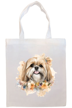 Canvas Tote Bag, Zippered With Handles & Inner Pocket, "Lhasa Apso"