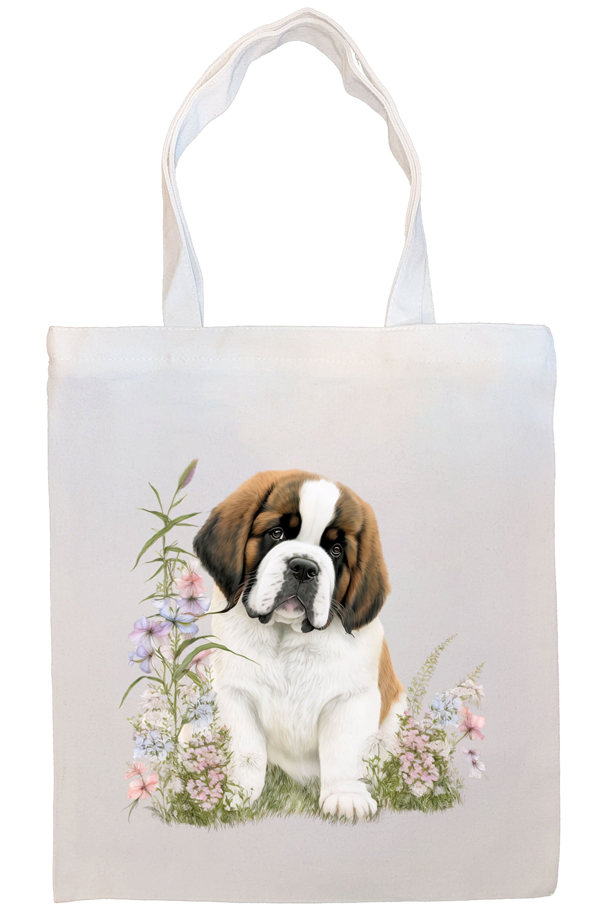 Canvas Tote Bag, Zippered With Handles & Inner Pocket, St. Bernard