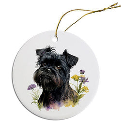 Dog Breed Specific Round Christmas Ornament, "Affenpinscher"