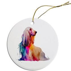 Dog Breed Specific Round Christmas Ornament, "Afghan Hound"