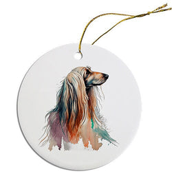 Dog Breed Specific Round Christmas Ornament, "Afghan Hound"