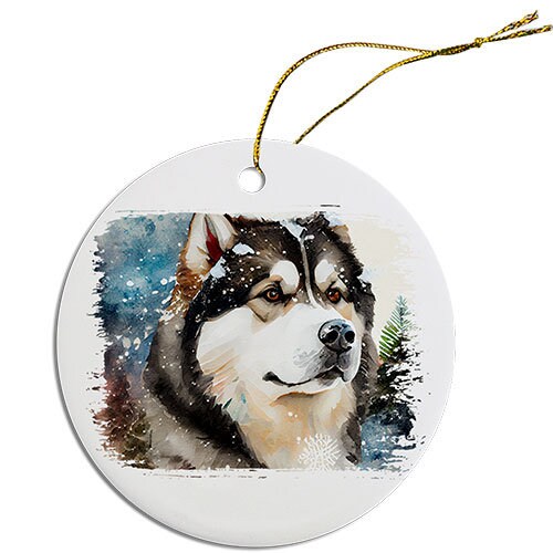 Dog Breed Specific Round Christmas Ornament, 