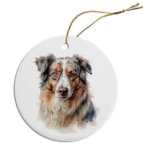 Dog Breed Specific Round Christmas Ornament, 