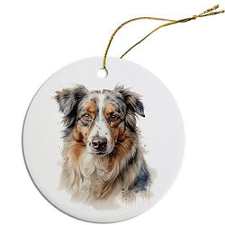 Dog Breed Specific Round Christmas Ornament, "Australian Shepherd"