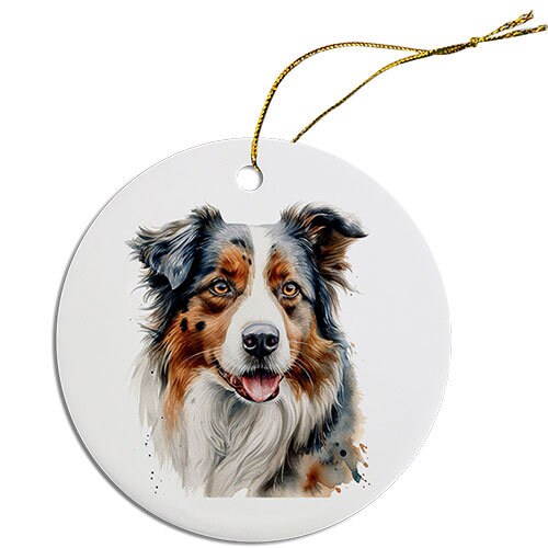 Dog Breed Specific Round Christmas Ornament, 