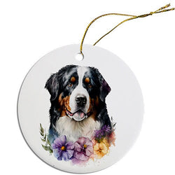 Dog Breed Specific Round Christmas Ornament, "Bernise Mountain Dog"