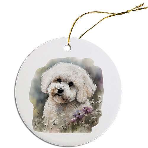 Dog Breed Specific Round Christmas Ornament, 