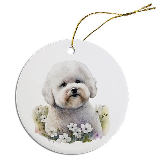 Dog Breed Specific Round Christmas Ornament, 