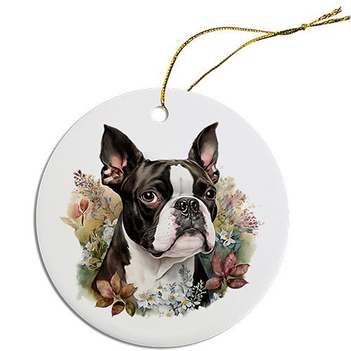 Dog Breed Specific Round Christmas Ornament, 