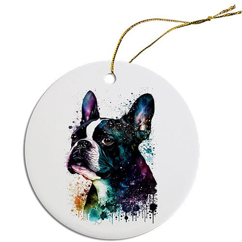 Dog Breed Specific Round Christmas Ornament, 