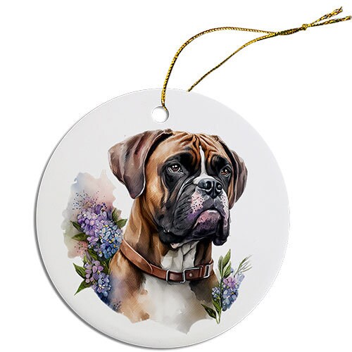 Dog Breed Specific Round Christmas Ornament, 