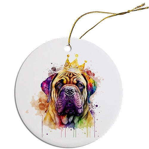 Dog Breed Specific Round Christmas Ornament, 