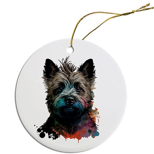 Dog Breed Specific Round Christmas Ornament, 