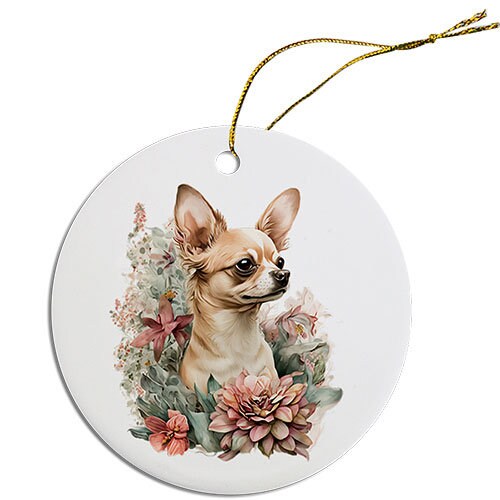 Dog Breed Specific Round Christmas Ornament, 