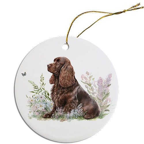 Dog Breed Specific Round Christmas Ornament, 