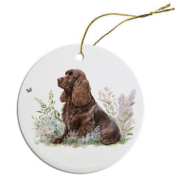 Dog Breed Specific Round Christmas Ornament, "Cocker Spaniel"