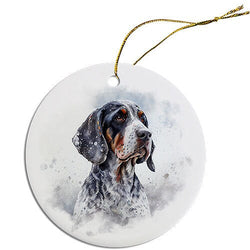 Dog Breed Specific Round Christmas Ornament, "Coonhound"