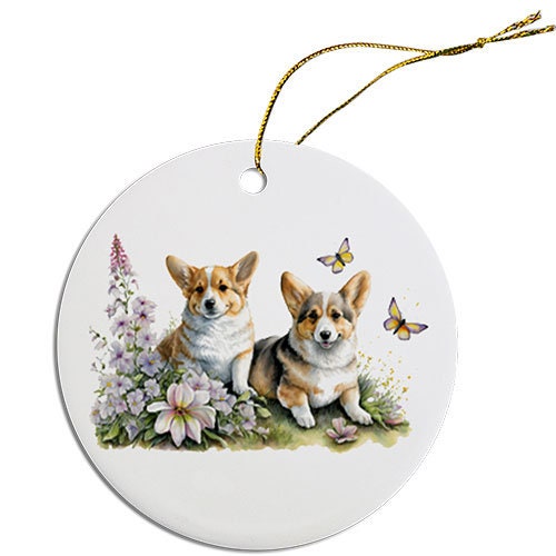 Dog Breed Specific Round Christmas Ornament, 