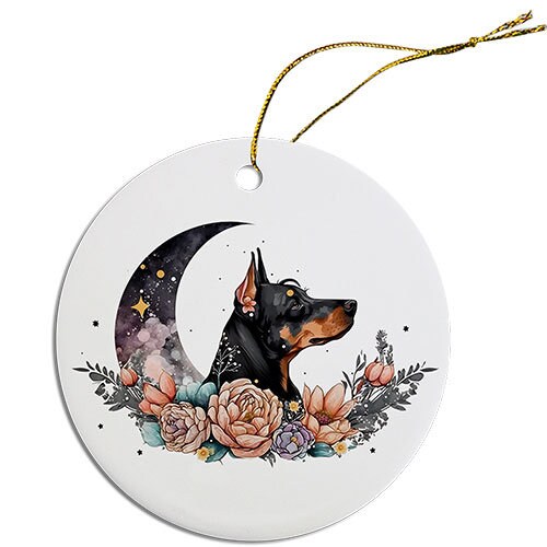 Dog Breed Specific Round Christmas Ornament, 