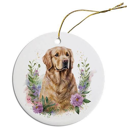 Dog Breed Specific Round Christmas Ornament, 