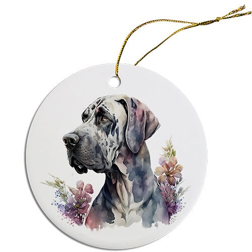 Dog Breed Specific Round Christmas Ornament, 