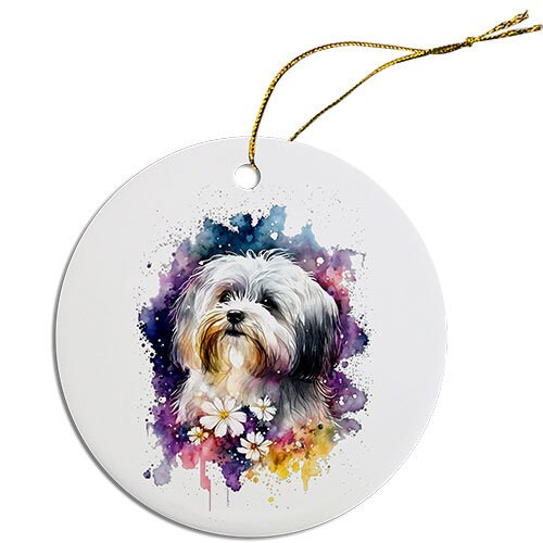 Dog Breed Specific Round Christmas Ornament, 