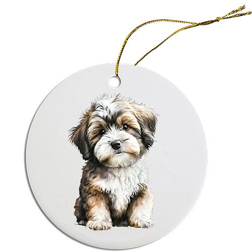 Dog Breed Specific Round Christmas Ornament, 