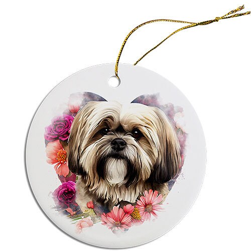 Dog Breed Specific Round Christmas Ornament, 