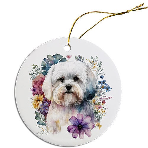 Dog Breed Specific Round Christmas Ornament, 