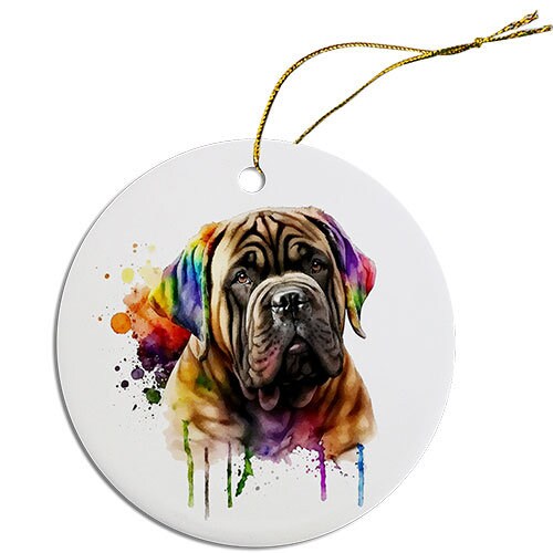 Dog Breed Specific Round Christmas Ornament, 