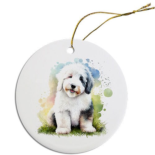 Dog Breed Specific Round Christmas Ornament, 