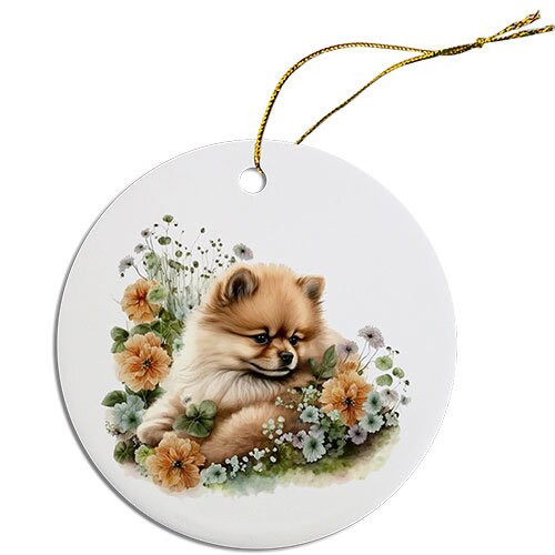 Dog Breed Specific Round Christmas Ornament, 