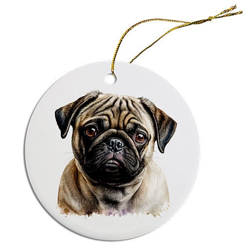 Dog Breed Specific Round Christmas Ornament, 