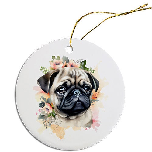 Dog Breed Specific Round Christmas Ornament, 