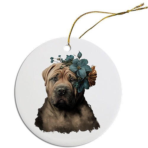 Dog Breed Specific Round Christmas Ornament, 