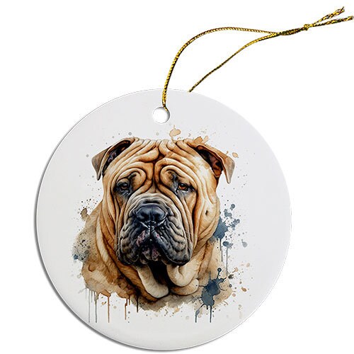 Dog Breed Specific Round Christmas Ornament, 