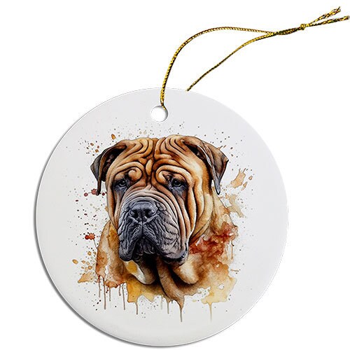 Dog Breed Specific Round Christmas Ornament, 