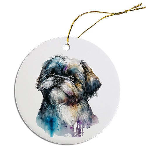 Dog Breed Specific Round Christmas Ornament, 