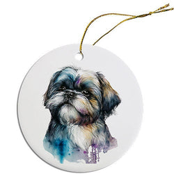 Dog Breed Specific Round Christmas Ornament, "Shih Tzu"