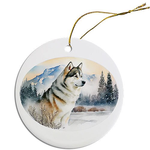 Dog Breed Specific Round Christmas Ornament, 