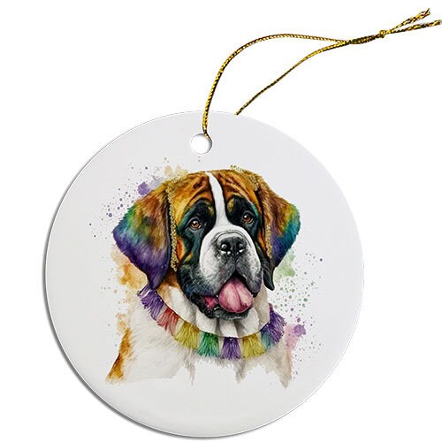 Dog Breed Specific Round Christmas Ornament, 