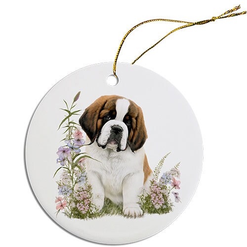 Dog Breed Specific Round Christmas Ornament, 