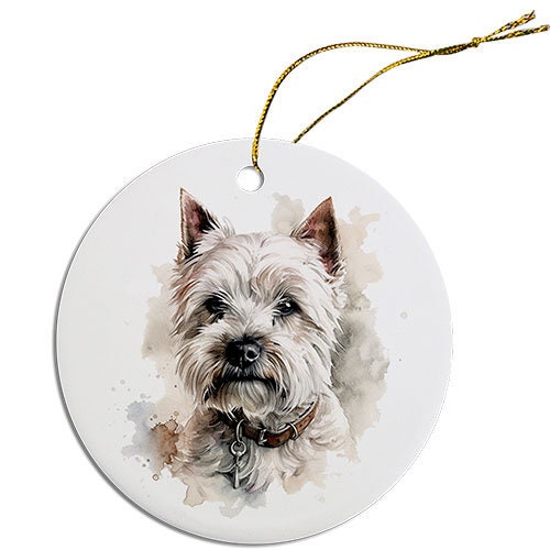 Dog Breed Specific Round Christmas Ornament, 