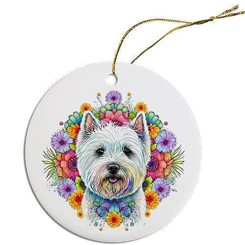 Dog Breed Specific Round Christmas Ornament, 