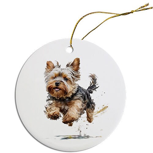 Dog Breed Specific Round Christmas Ornament, 