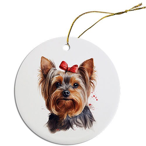 Dog Breed Specific Round Christmas Ornament, 