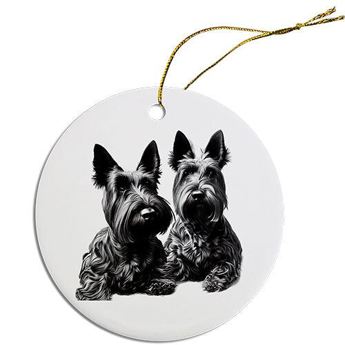 Dog Breed Specific Round Christmas Ornament, 