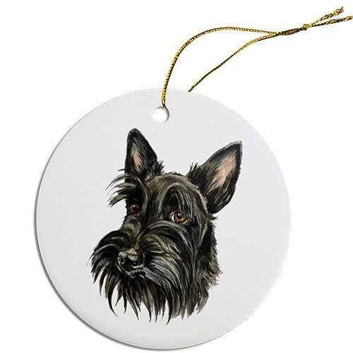 Dog Breed Specific Round Christmas Ornament, 