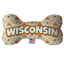 Pet & Dog Plush Bone Toys, "Wisconsin State Options" (Available in different pattern options)