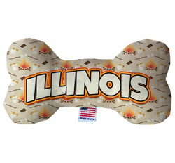 Pet & Dog Plush Bone Toys, "Illinois State Options" (Available in different pattern options)